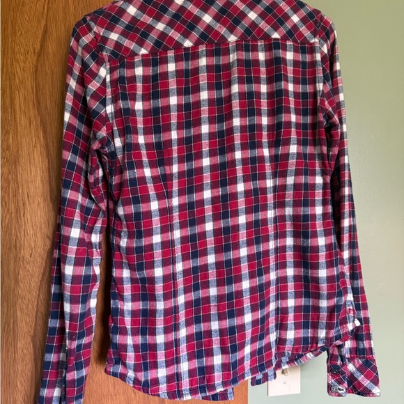 TNA Red and Blue Flannel Plaid Shirt - Picture 4 of 5